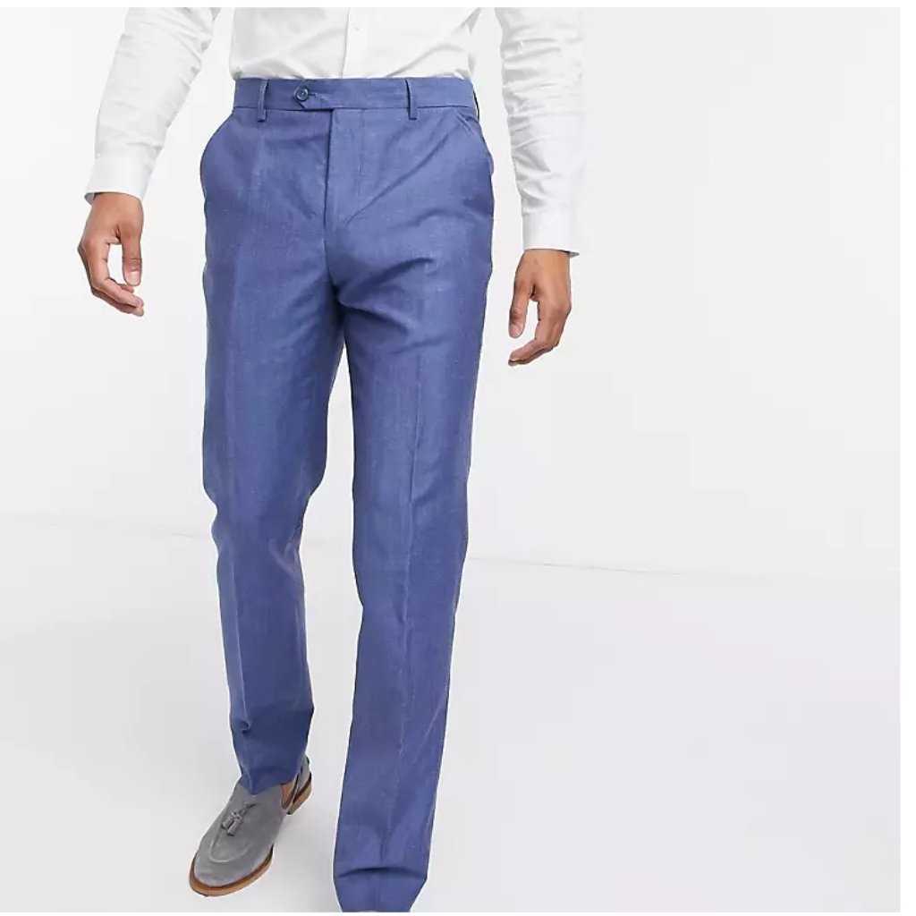 Nwt Ted Baker Colmart Debonair Slim Fit Linen Trousers Blue Size 32l $270 Ii284